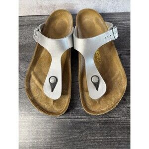 Birkenstock Size-38 Women's Sandal - Silver Metallic
